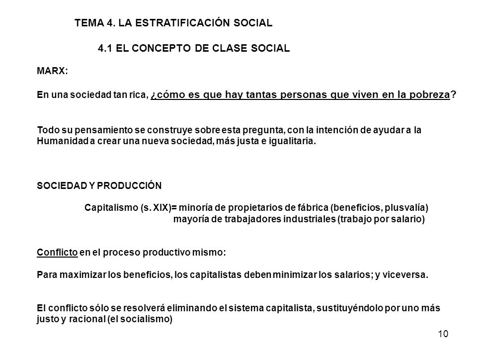 TEMA 4. LA ESTRATIFICACIÓN SOCIAL 4.1 EL CONCEPTO DE CLASE SOCIAL