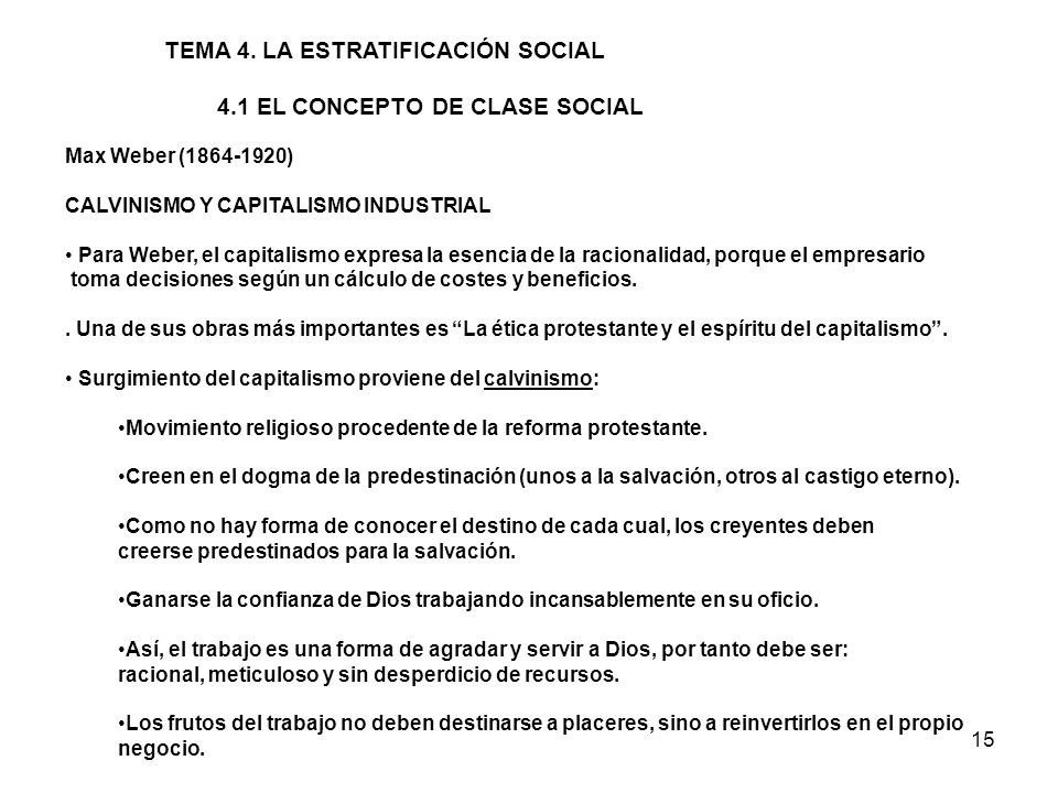 TEMA 4. LA ESTRATIFICACIÓN SOCIAL 4.1 EL CONCEPTO DE CLASE SOCIAL