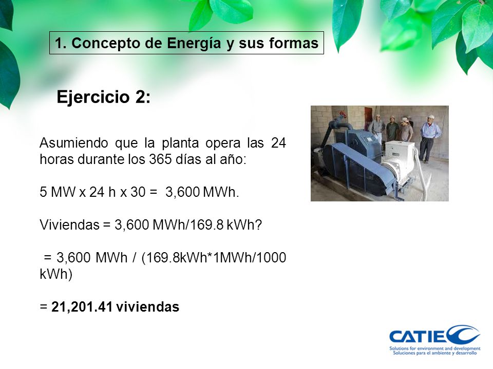 Ejercicio 2: 1. Concepto de Energía y sus formas
