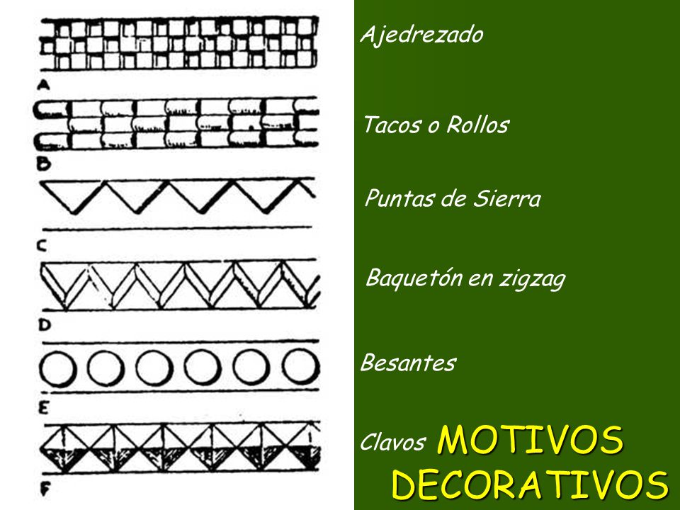 MOTIVOS DECORATIVOS Ajedrezado Tacos o Rollos Puntas de Sierra