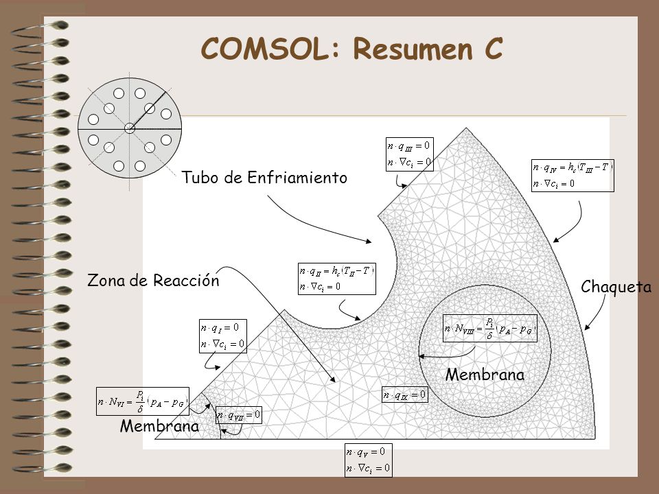 COMSOL: Resumen C Tubo de Enfriamiento Zona de Reacción Chaqueta