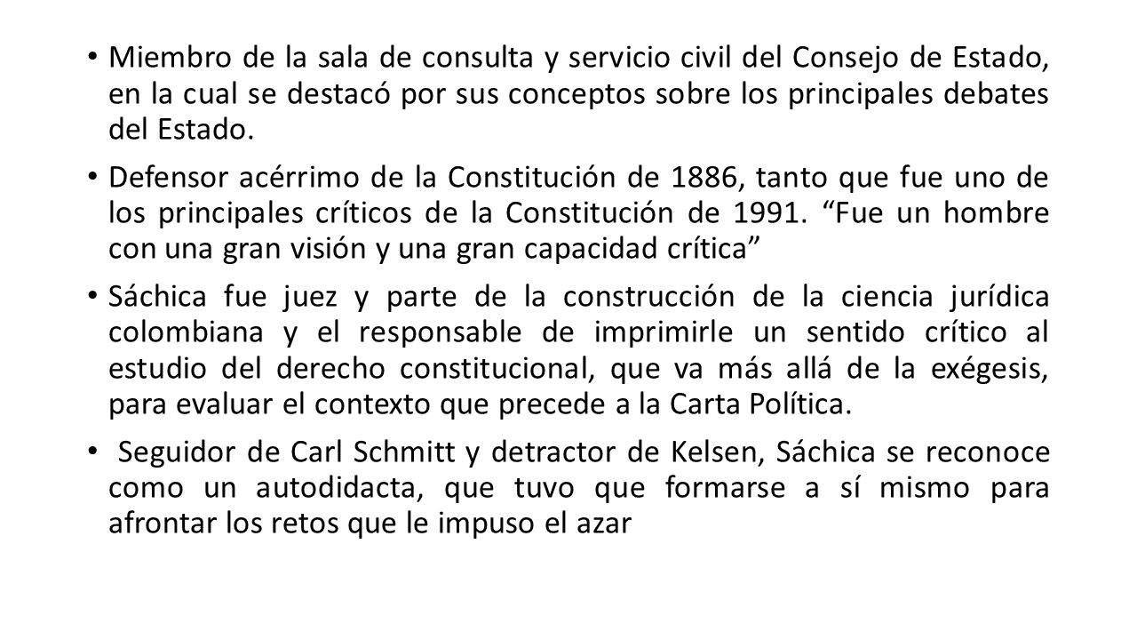 Miembro de la sala de consulta y servicio civil del Consejo de Estado, en la cual se destacó por sus conceptos sobre los principales debates del Estado.