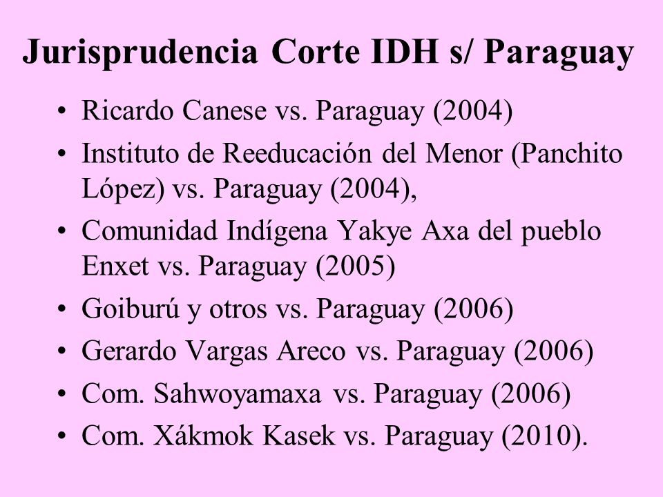 Jurisprudencia Corte IDH s/ Paraguay