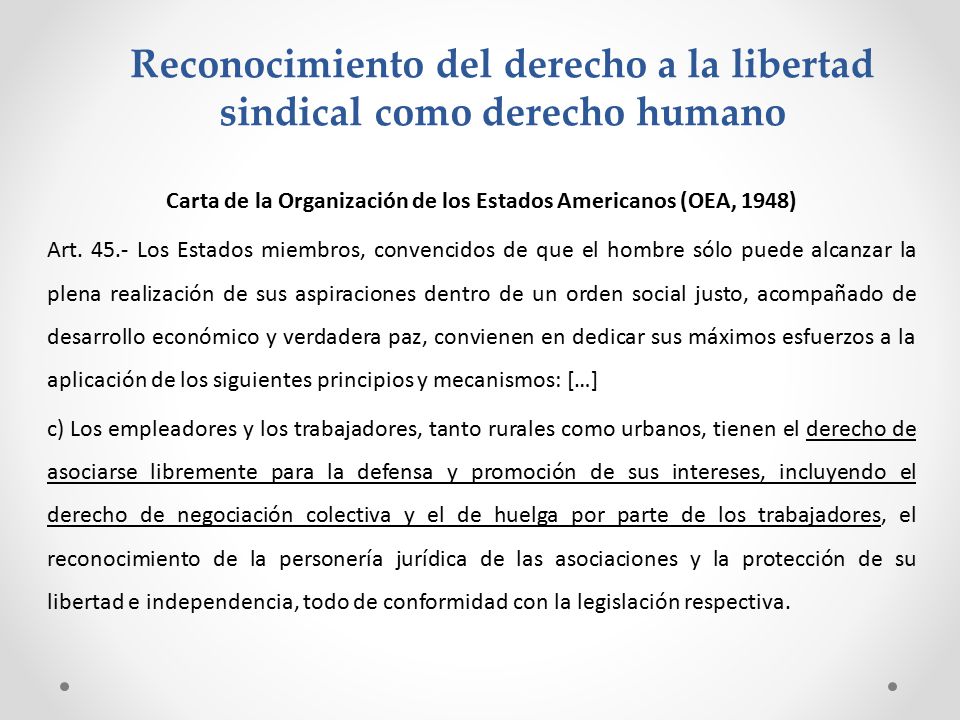 Reconocimiento del derecho a la libertad sindical como derecho humano