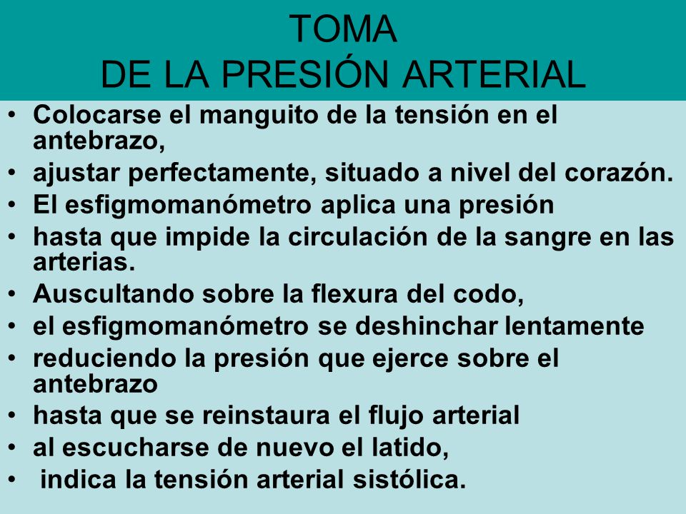 TOMA DE LA PRESIÓN ARTERIAL