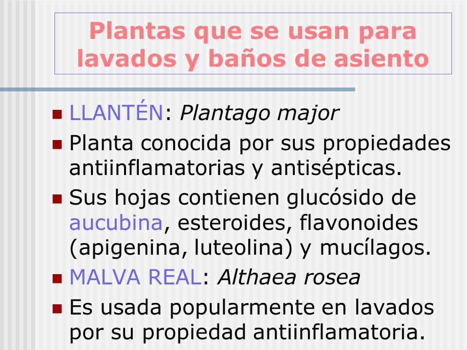 Plantas que se usan para lavados y baños de asiento