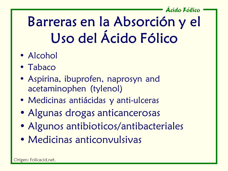 Barreras en la Absorción y el Uso del Ácido Fólico