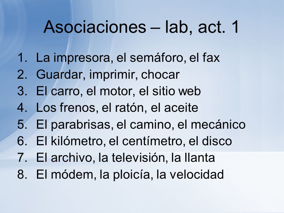 Asociaciones – lab, act. 1 La impresora, el semáforo, el fax