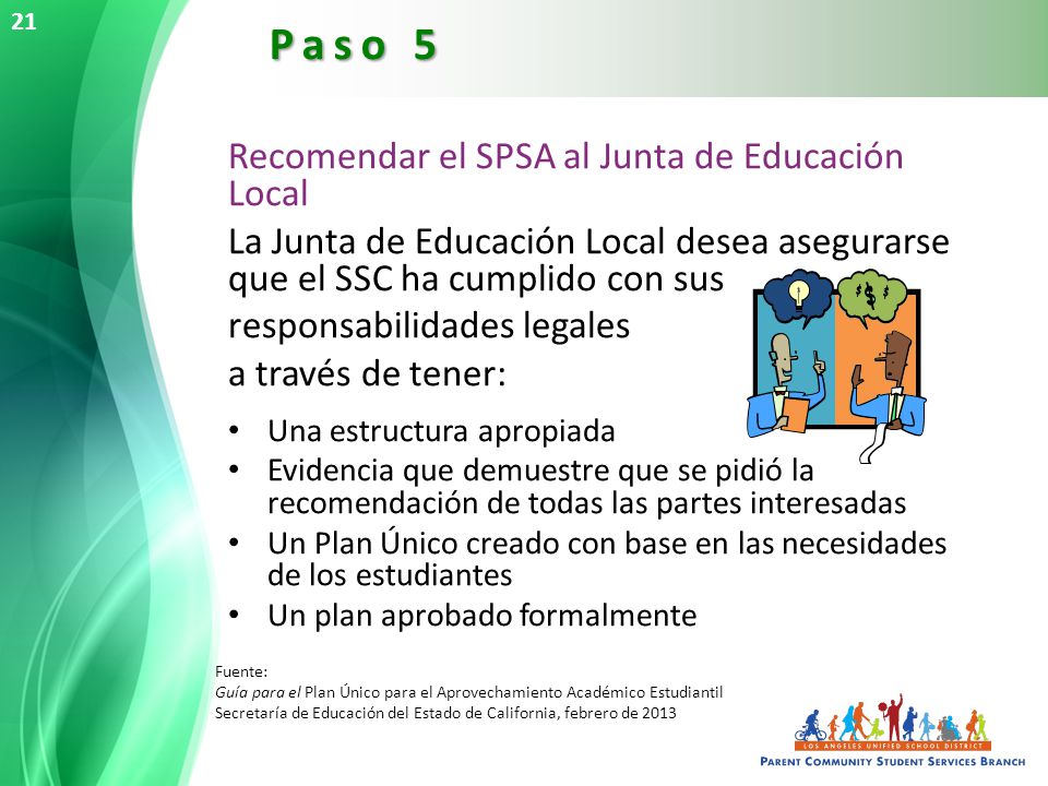 Paso 5 Recomendar el SPSA al Junta de Educación Local