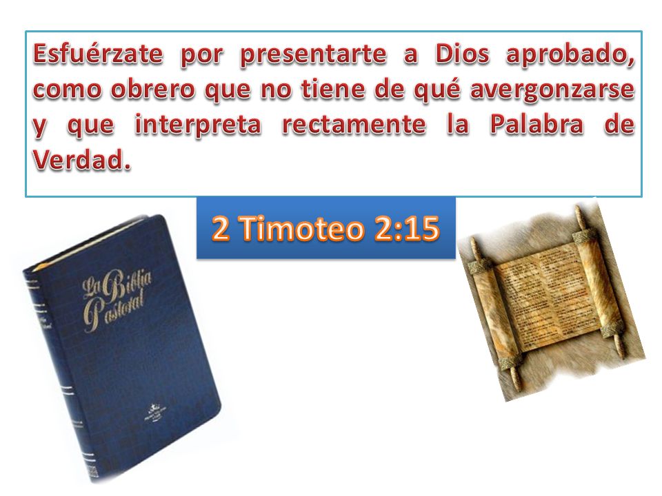 Esfuérzate por presentarte a Dios aprobado, como obrero que no tiene de qué avergonzarse y que interpreta rectamente la Palabra de Verdad.