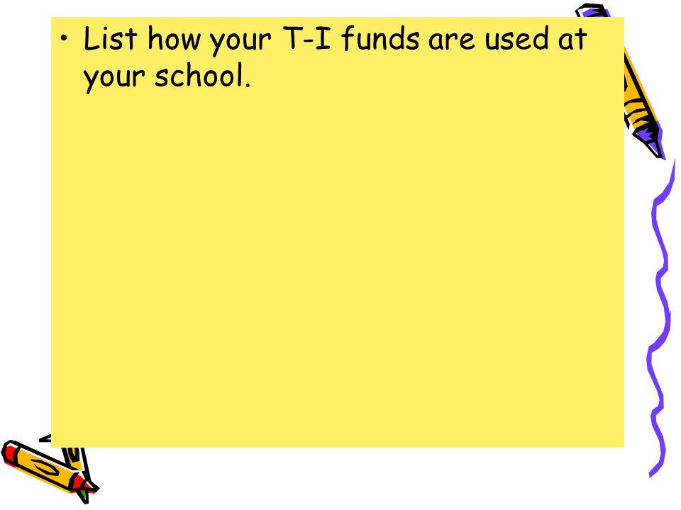 List how your T-I funds are used at your school.