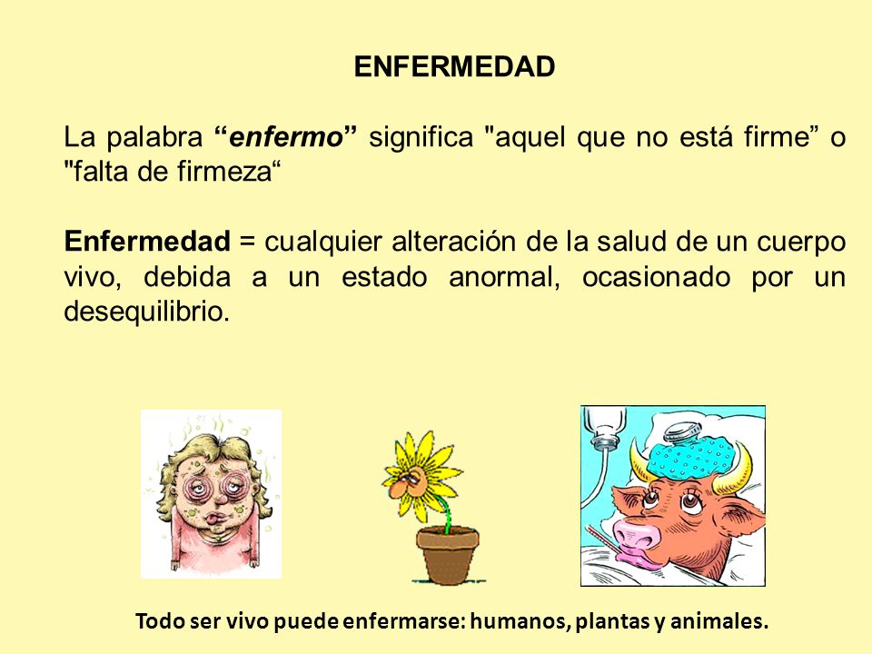 ENFERMEDAD La palabra enfermo significa aquel que no está firme o falta de firmeza