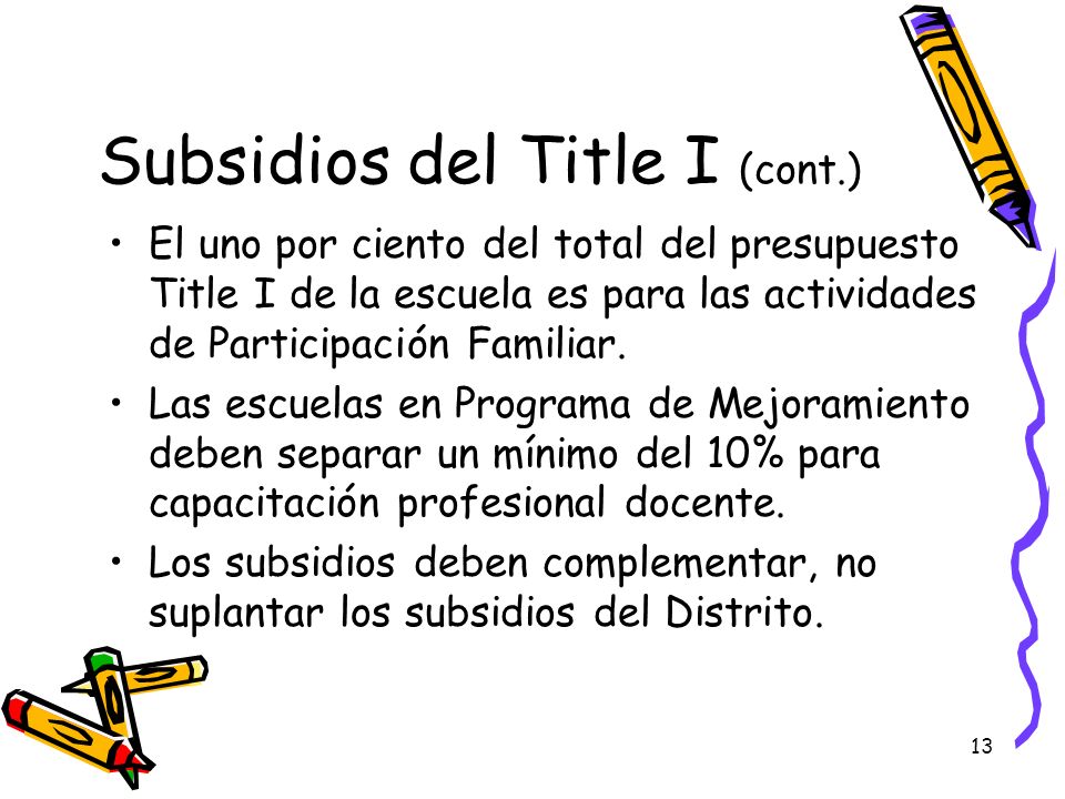 Subsidios del Title I (cont.)