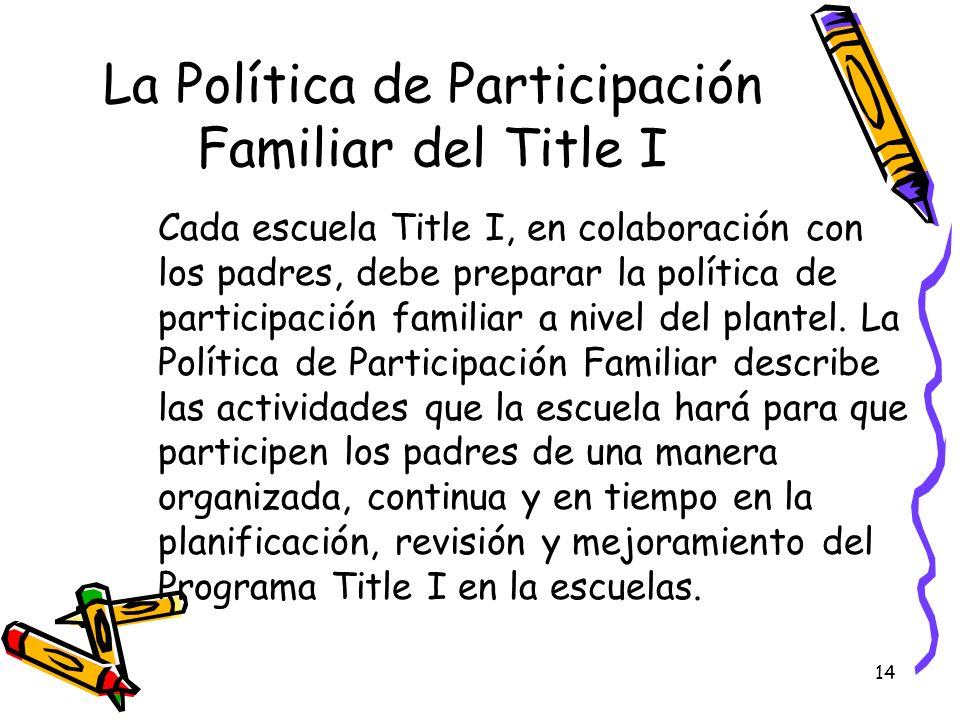 La Política de Participación Familiar del Title I