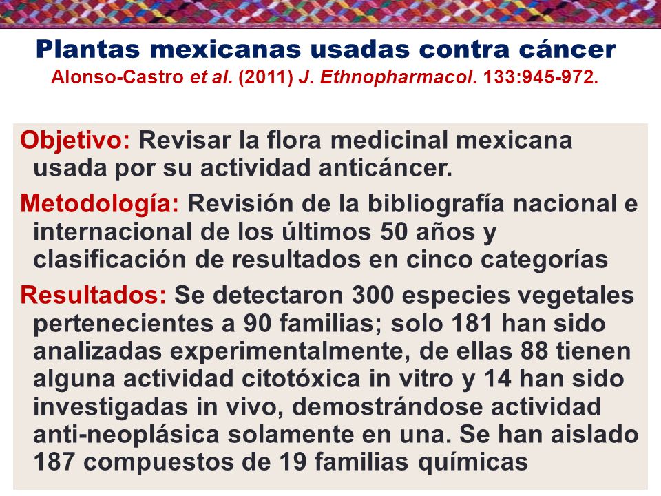 Plantas mexicanas usadas contra cáncer Alonso-Castro et al. (2011) J