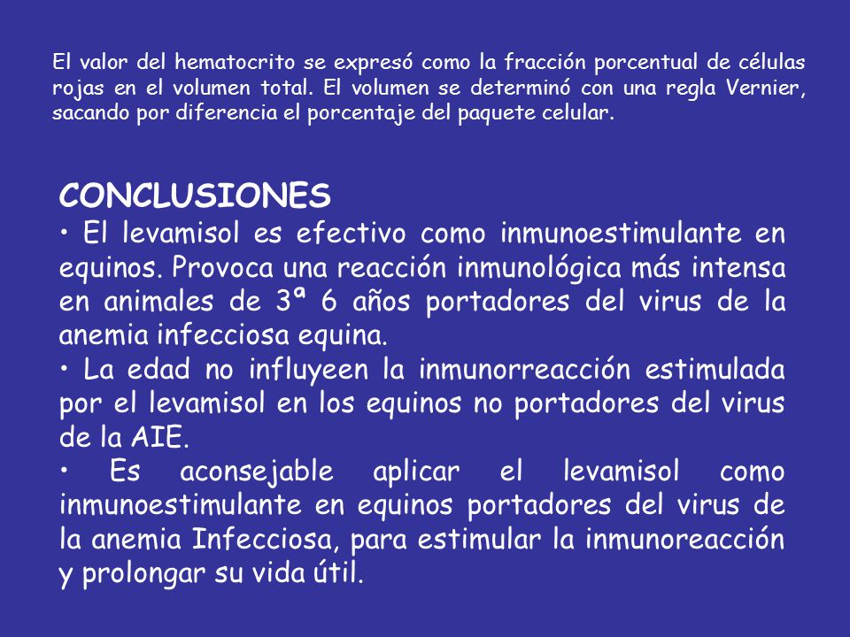 El valor del hematocrito se expresó como la fracción porcentual de células rojas en el volumen total. El volumen se determinó con una regla Vernier, sacando por diferencia el porcentaje del paquete celular.