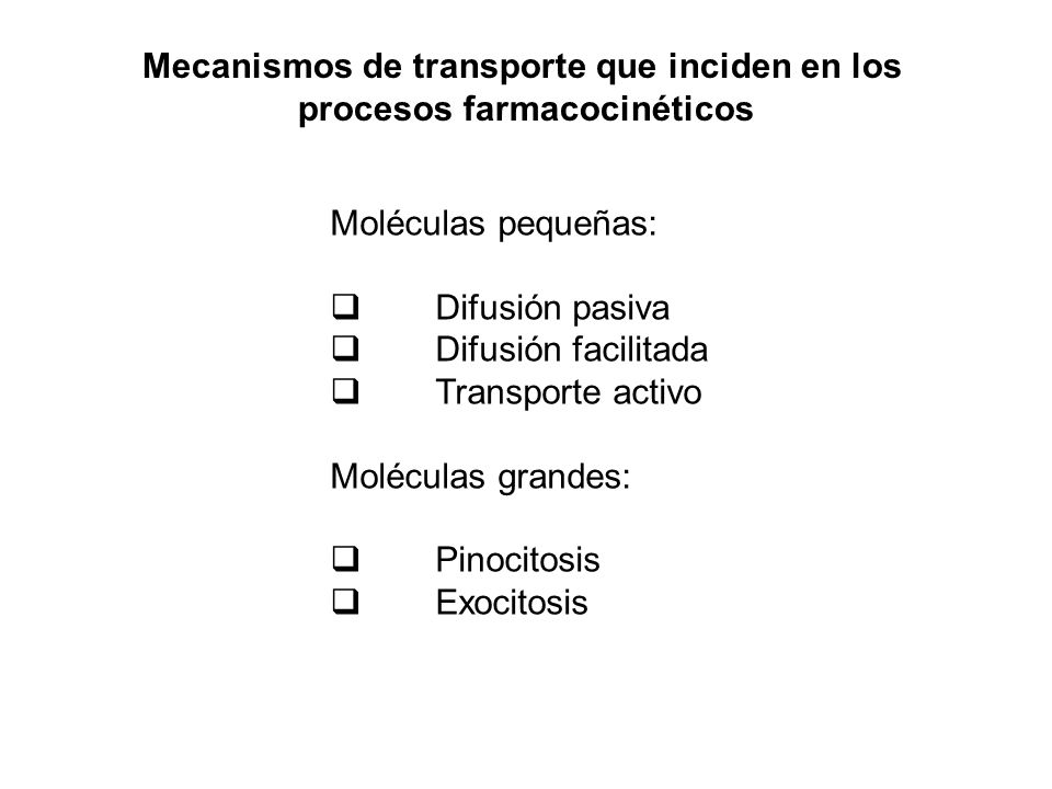 Mecanismos de transporte que inciden en los procesos farmacocinéticos