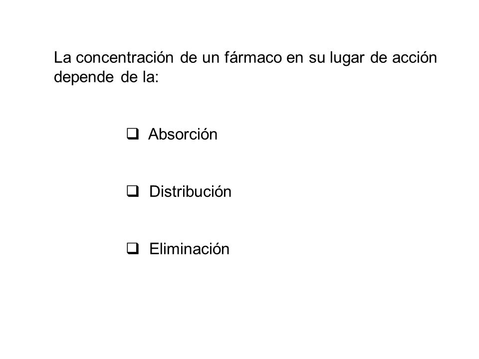 La concentración de un fármaco en su lugar de acción