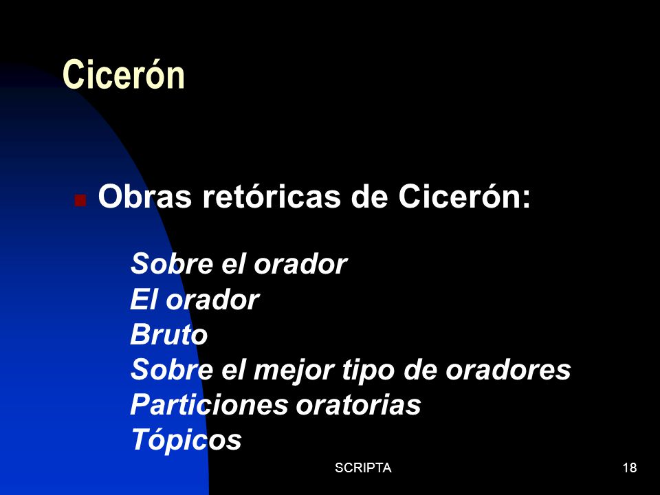 Cicerón Obras retóricas de Cicerón: Sobre el orador El orador Bruto