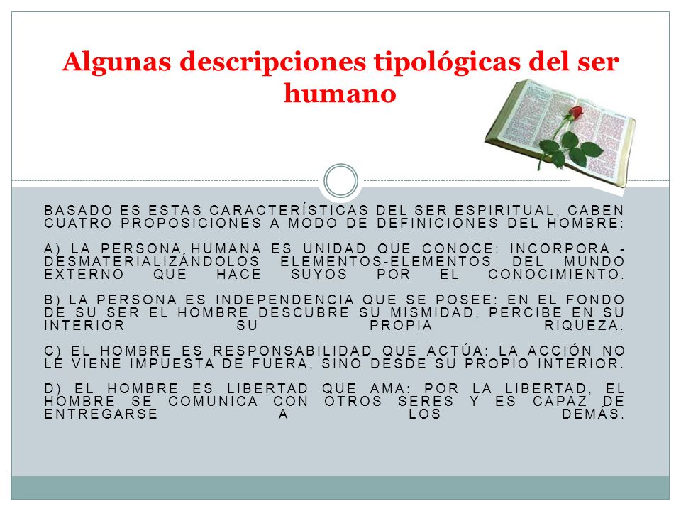 Algunas descripciones tipológicas del ser humano