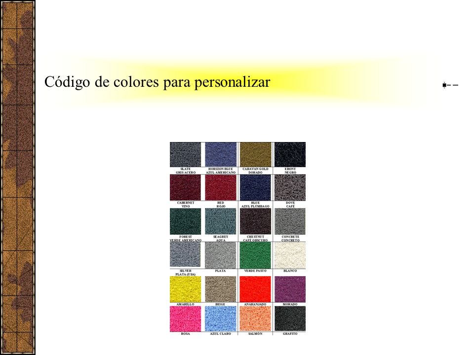 Código de colores para personalizar