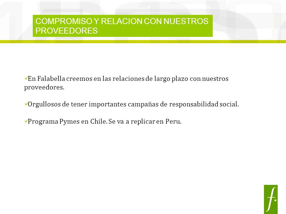 COMPROMISO Y RELACION CON NUESTROS PROVEEDORES