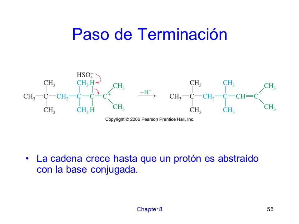 Paso de Terminación La cadena crece hasta que un protón es abstraído con la base conjugada.