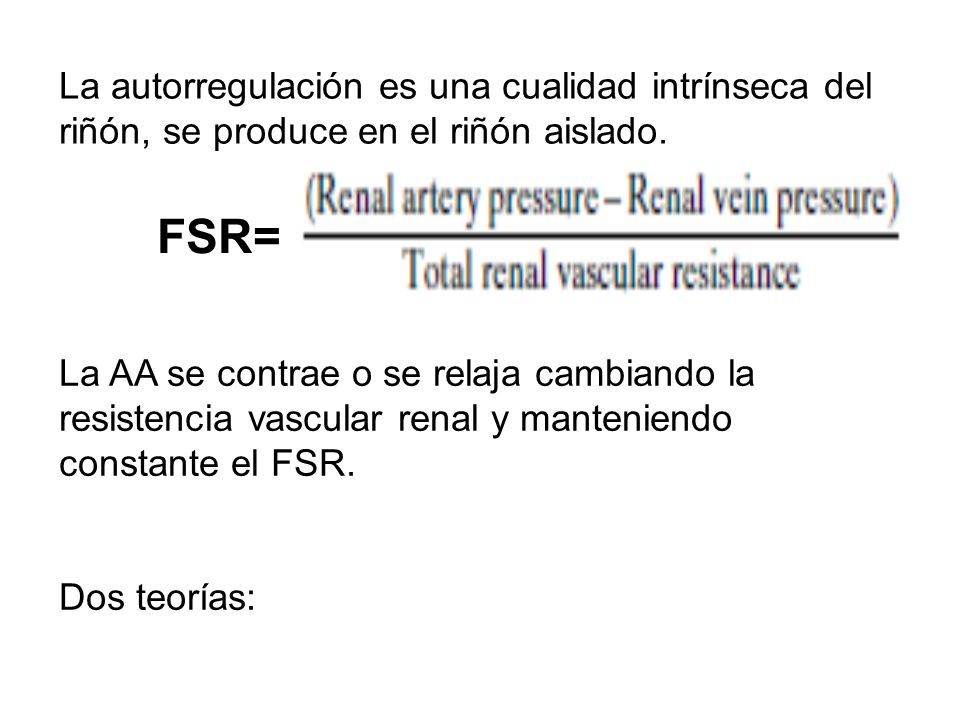 La autorregulación es una cualidad intrínseca del riñón, se produce en el riñón aislado.