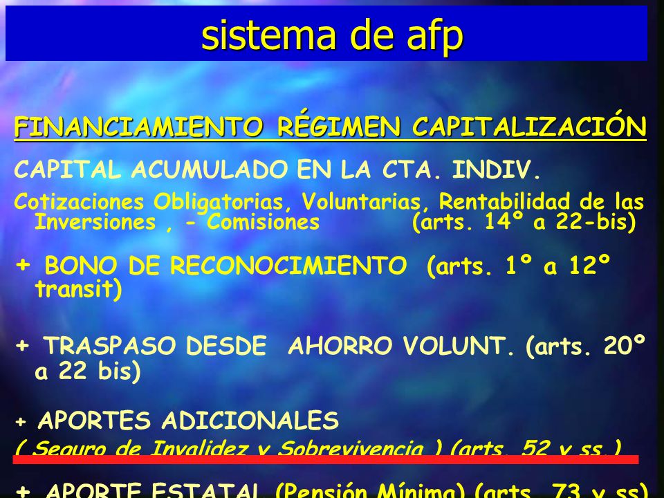 sistema de afp + BONO DE RECONOCIMIENTO (arts. 1º a 12º transit)