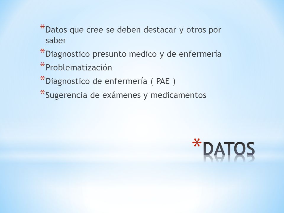 DATOS Datos que cree se deben destacar y otros por saber