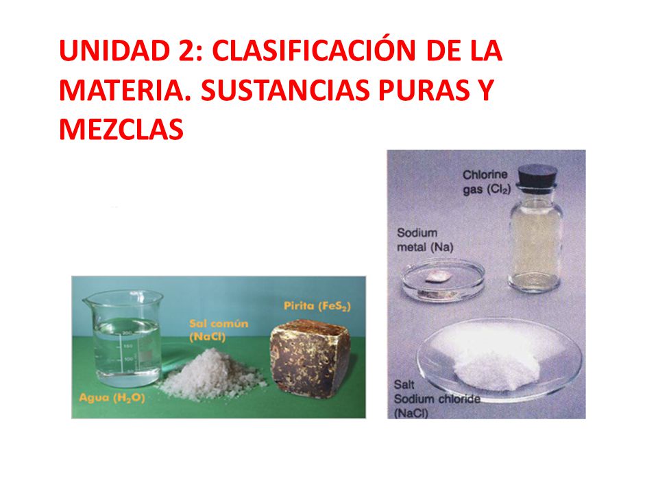 UNIDAD 2: CLASIFICACIÓN DE LA MATERIA. SUSTANCIAS PURAS Y MEZCLAS
