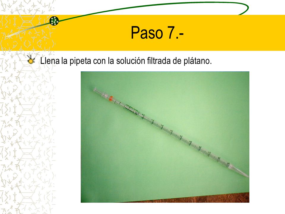 Paso 7.- Llena la pipeta con la solución filtrada de plátano.
