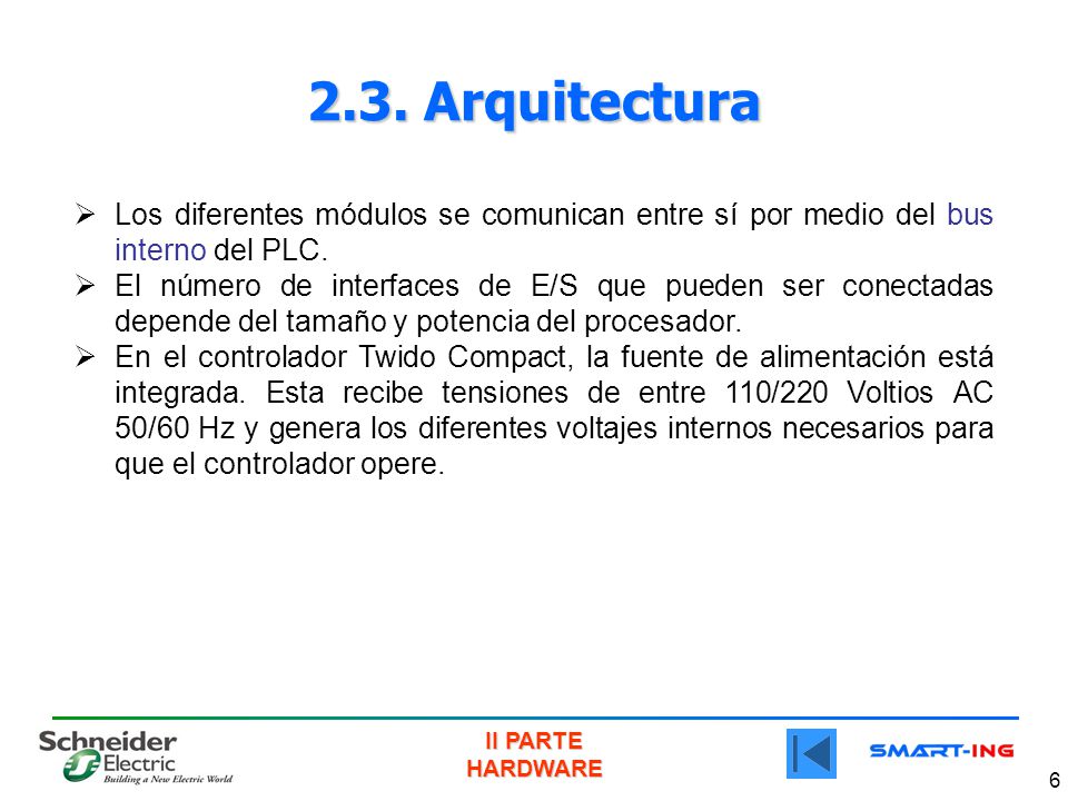 2.3. Arquitectura Los diferentes módulos se comunican entre sí por medio del bus interno del PLC.