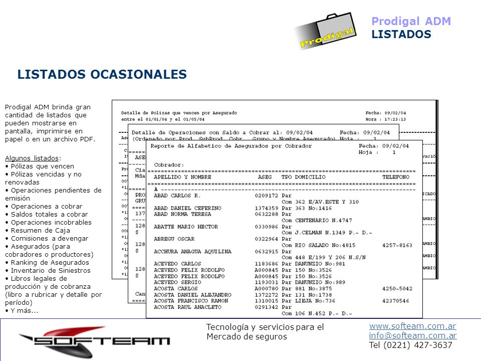 LISTADOS OCASIONALES Prodigal ADM LISTADOS