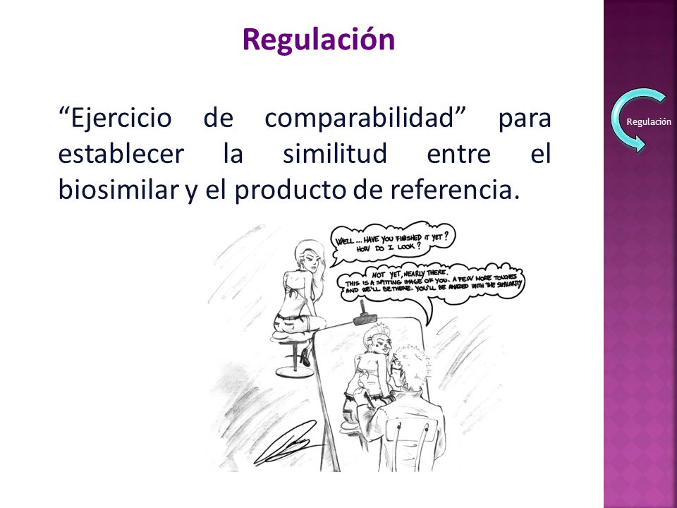 Regulación Ejercicio de comparabilidad para establecer la similitud entre el biosimilar y el producto de referencia.