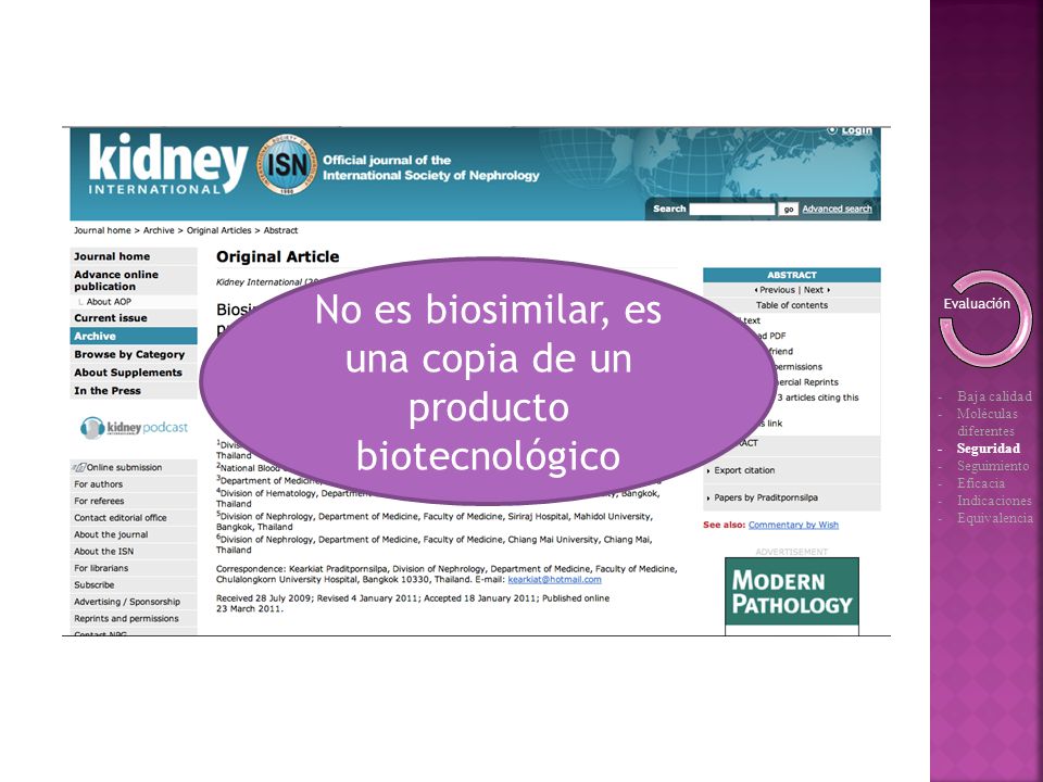 No es biosimilar, es una copia de un producto biotecnológico