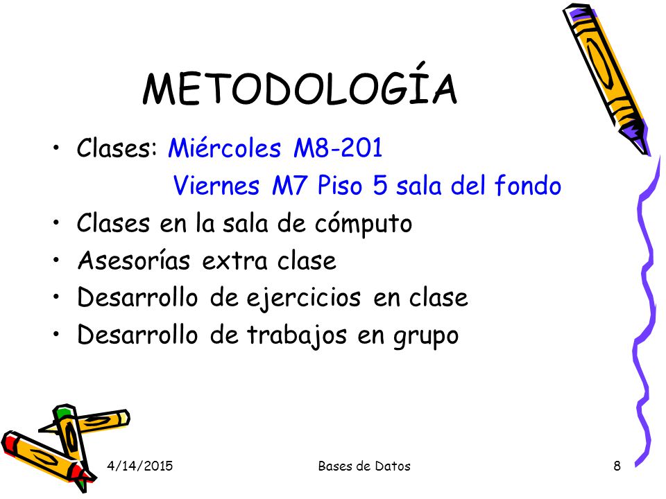 METODOLOGÍA Clases: Miércoles M8-201 Viernes M7 Piso 5 sala del fondo