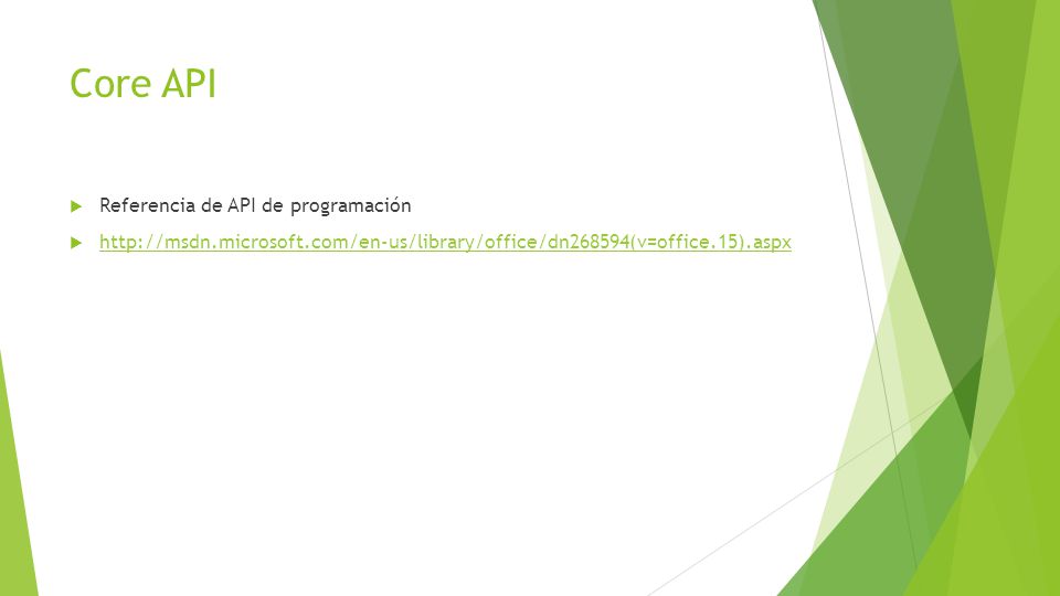 Core API Referencia de API de programación