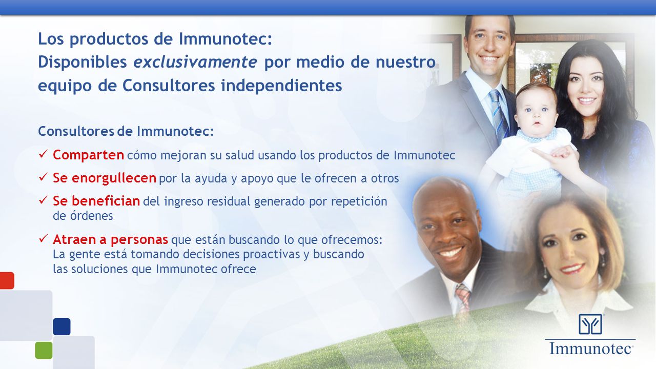 Los productos de Immunotec: Disponibles exclusivamente por medio de nuestro equipo de Consultores independientes