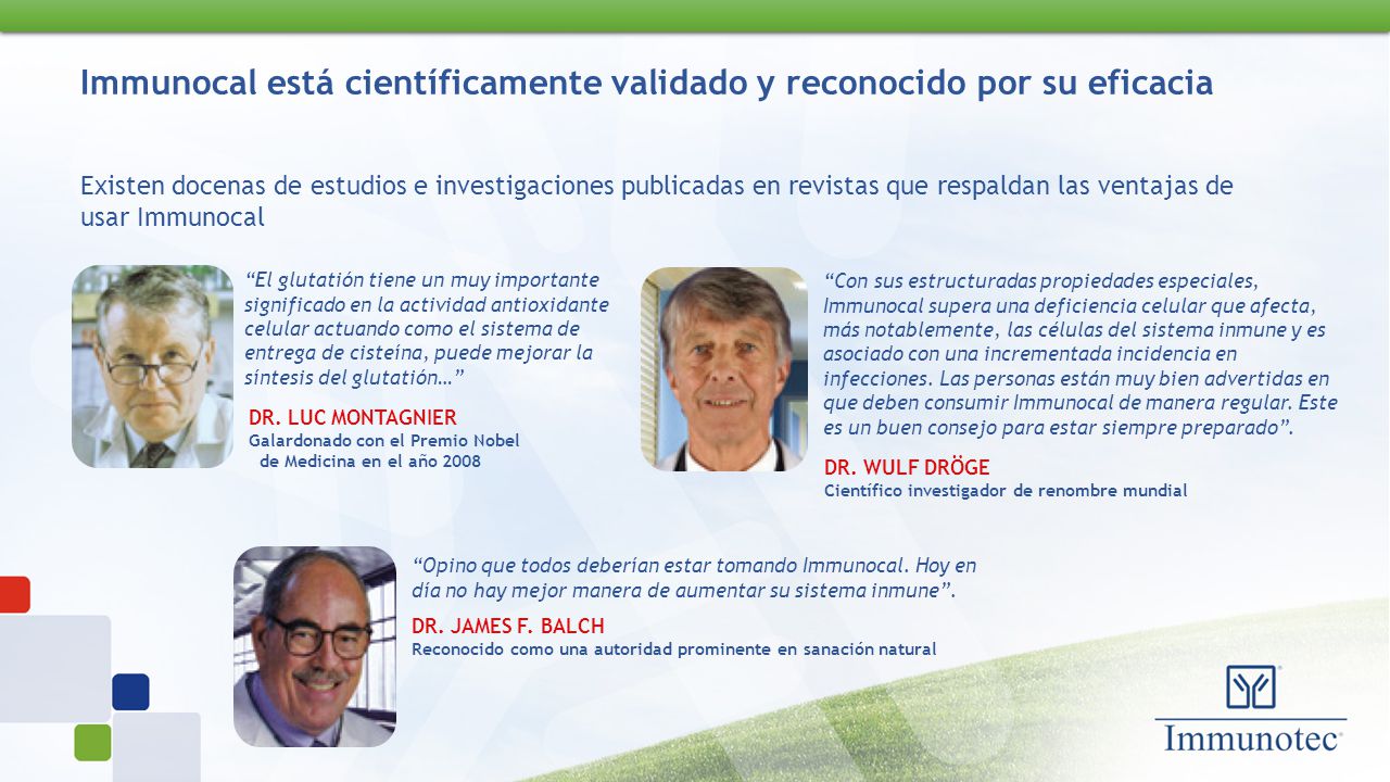 Immunocal está científicamente validado y reconocido por su eficacia