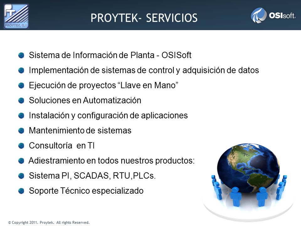 PROYTEK- SERVICIOS Sistema de Información de Planta - OSISoft