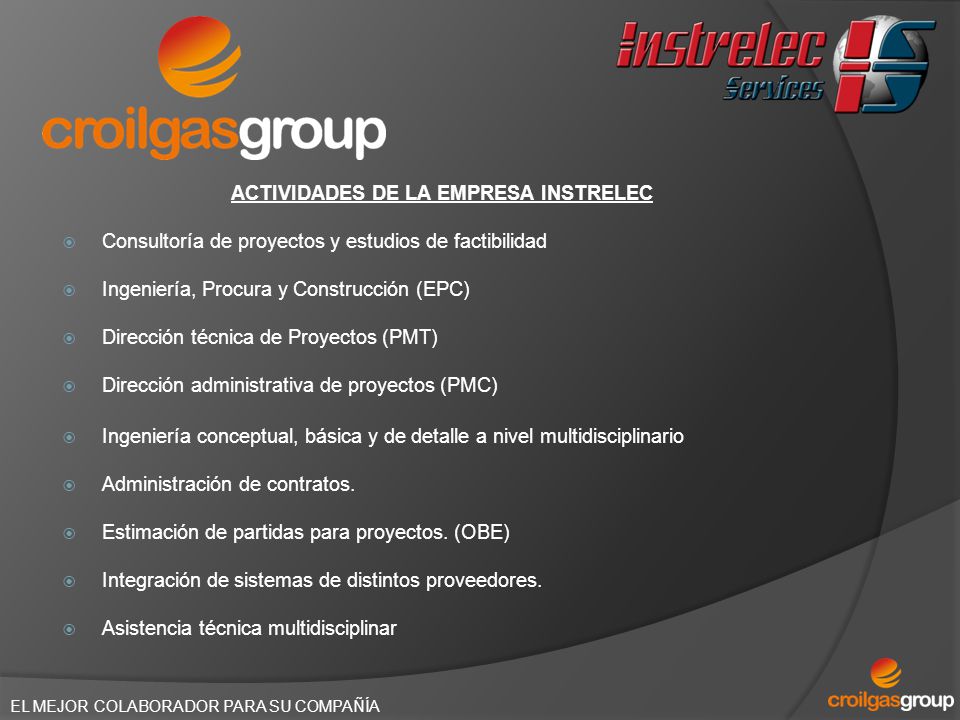 ACTIVIDADES DE LA EMPRESA INSTRELEC