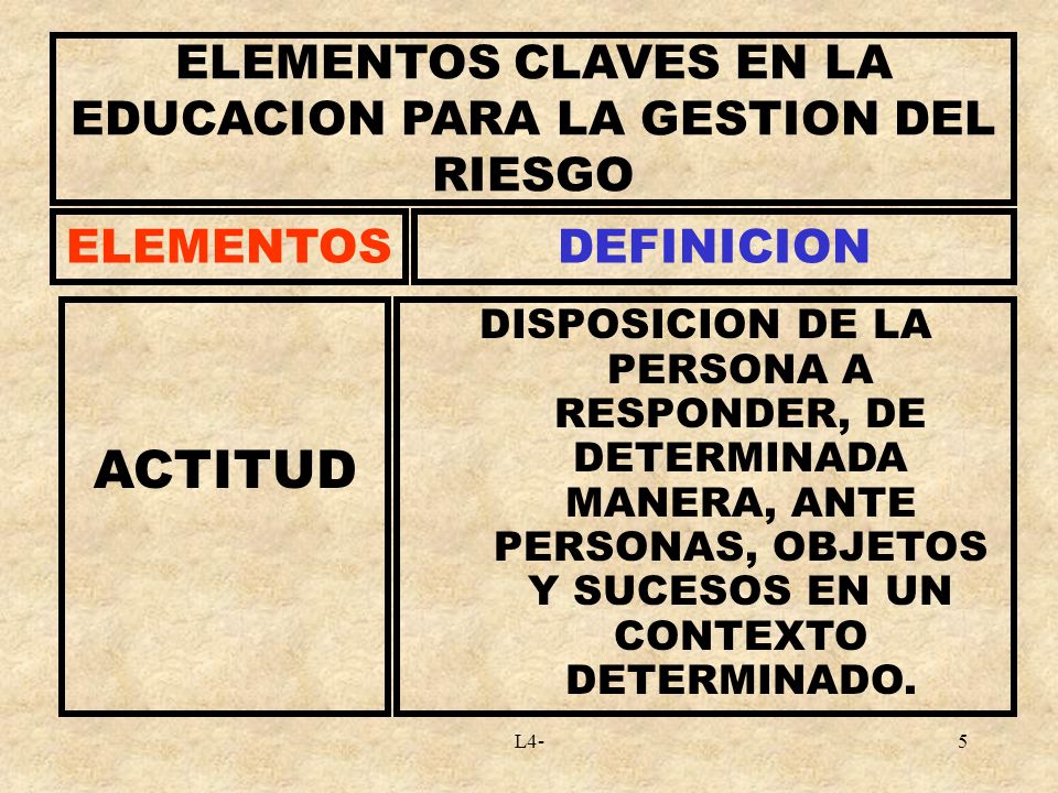 ELEMENTOS CLAVES EN LA EDUCACION PARA LA GESTION DEL RIESGO