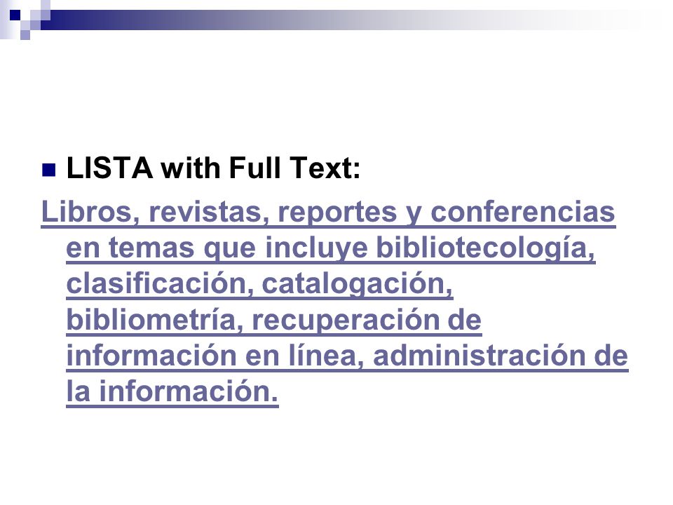 LISTA with Full Text: