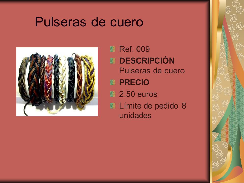 Pulseras de cuero Ref: 009 DESCRIPCIÓN Pulseras de cuero PRECIO