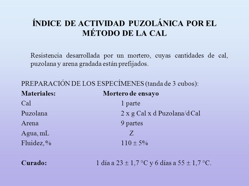 ÍNDICE DE ACTIVIDAD PUZOLÁNICA POR EL MÉTODO DE LA CAL
