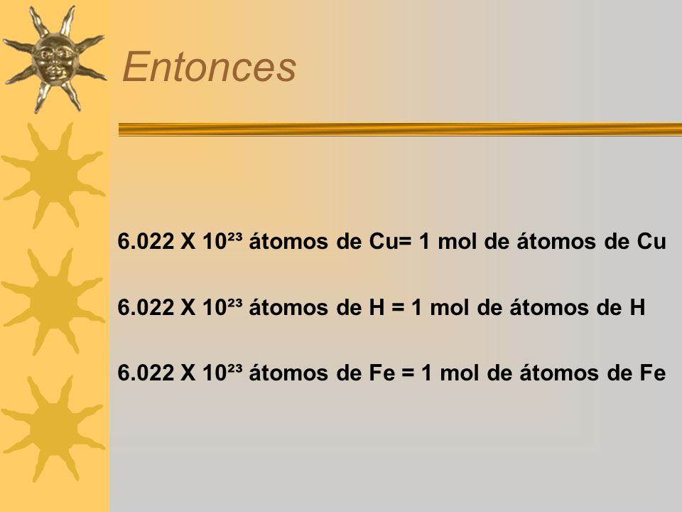 Entonces X 10²³ átomos de Cu= 1 mol de átomos de Cu