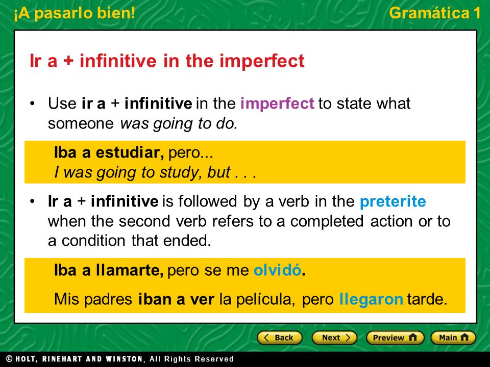 Ir a + infinitive in the imperfect