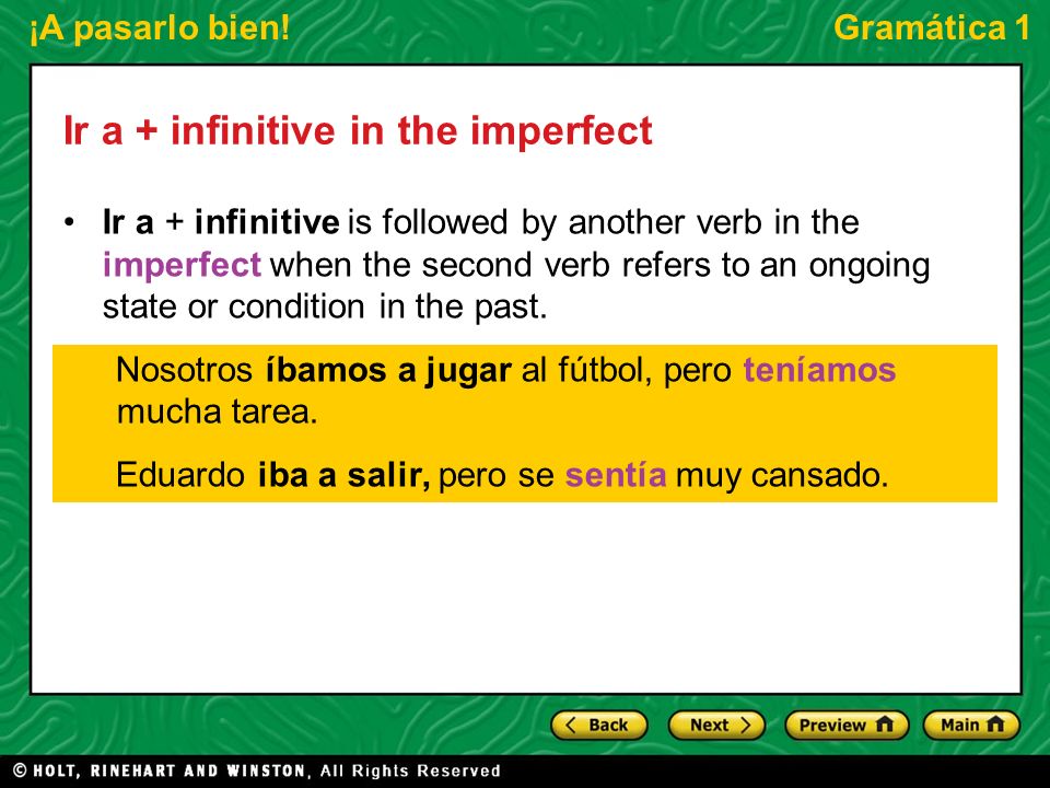 Ir a + infinitive in the imperfect