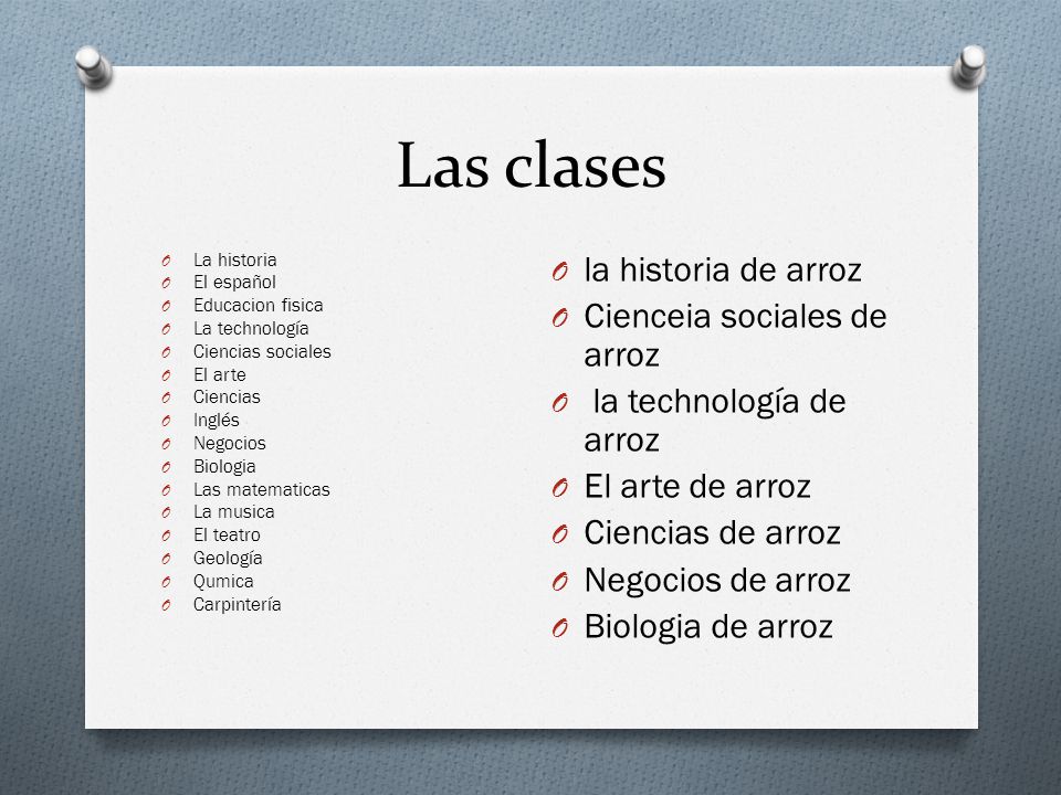Las clases la historia de arroz Cienceia sociales de arroz